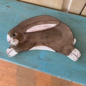 Folk Art rabbit tray signed by artist Lori Ellyn
Run Rabbit Run